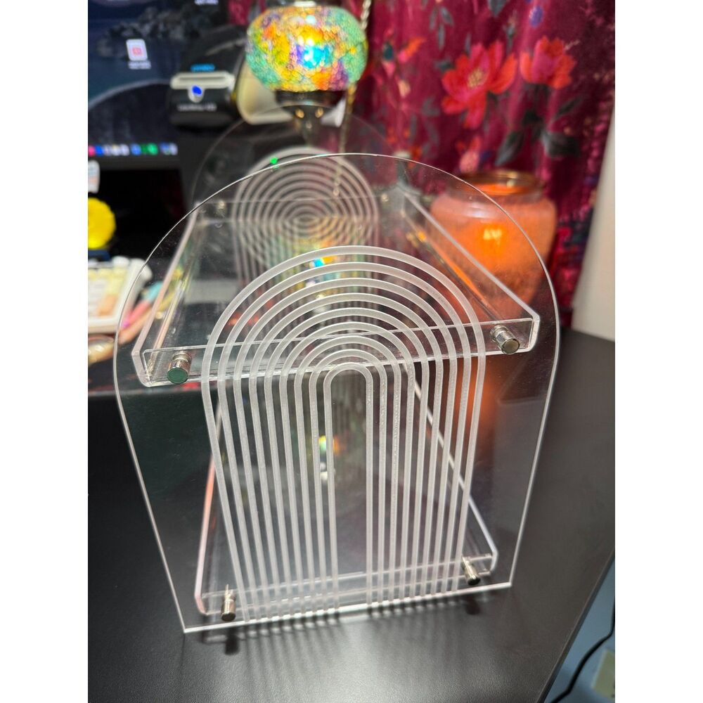 Vintage Clear Rainbow 2 tier Acrylic Vanity Tray - all parts attached! - Picture 4 of 7